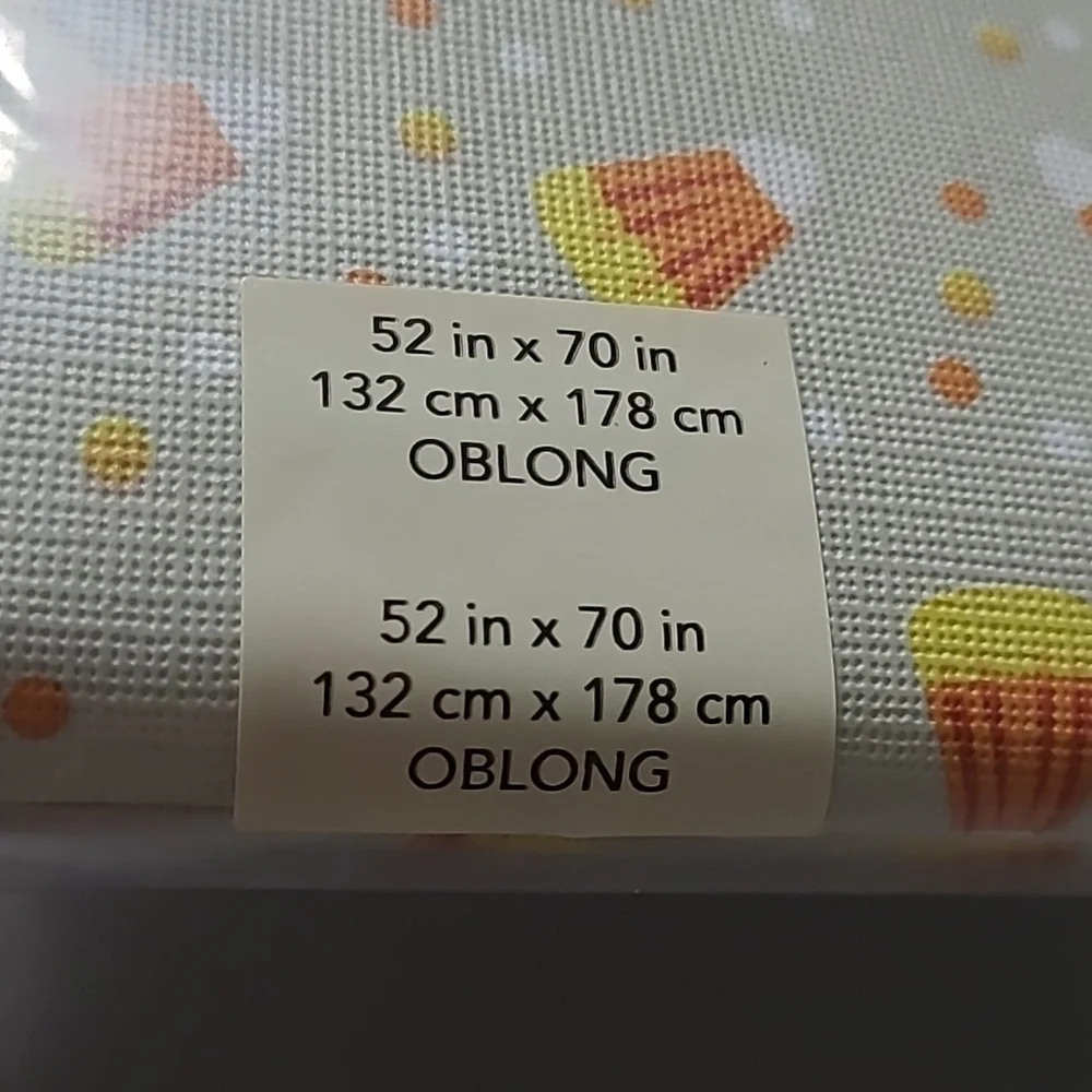 Printed Peva Tablecloth - Orange and Yellow Candy Corn Design